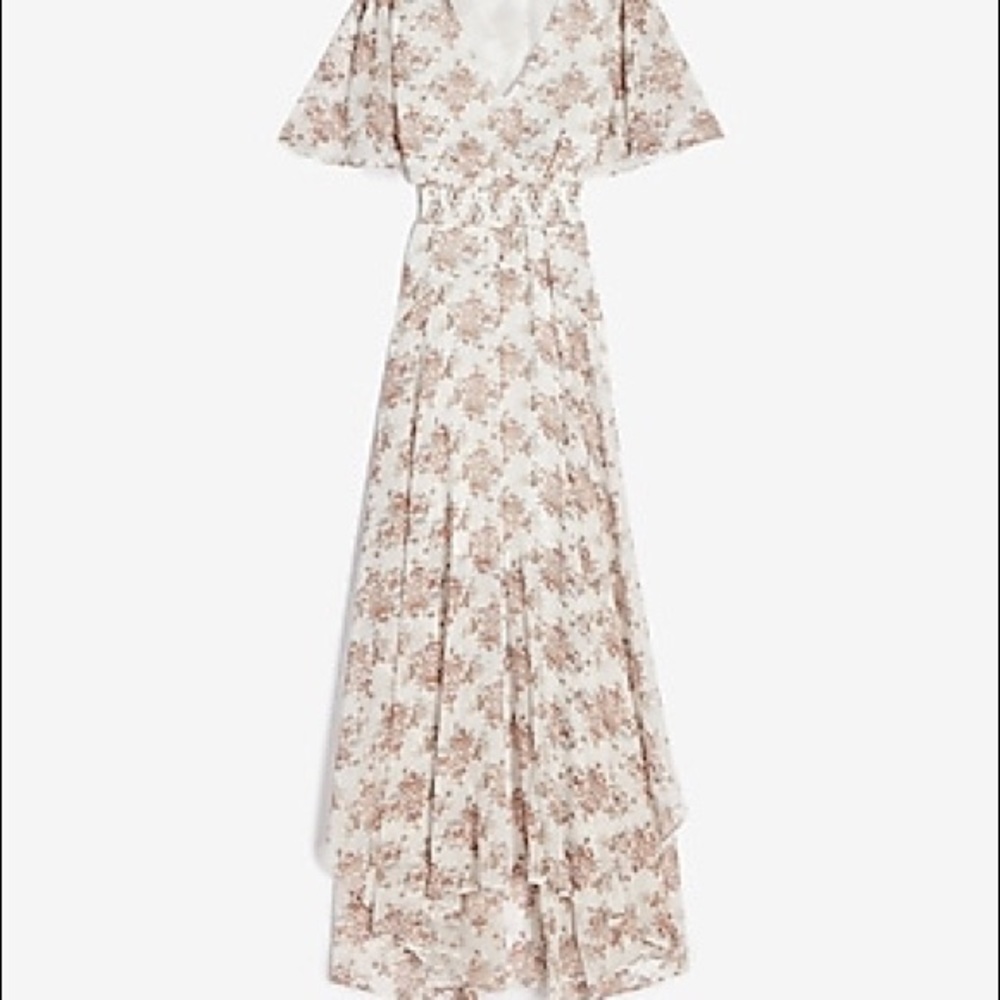 🥀 Express floral dress with metallic gold size XL - Picture 2 of 2